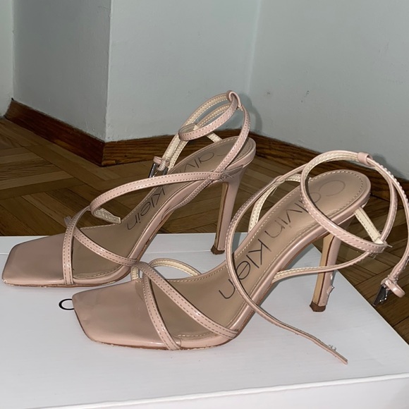 Calvin Klein Nude Stapped Heels - Picture 1 of 3